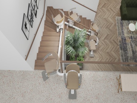 Overview of possible positions of a stairlift